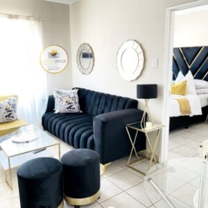 black channeled sofa